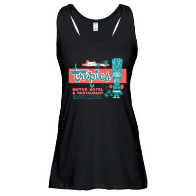 Tropics Motor Hotel Hawaiian Style Tiki Bar 50s Style Ladies Essential Flowy Tank