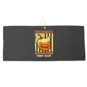 Trumpkin Make Halloween Great Again Funny Design Gift Large Microfiber Waffle Golf Towel