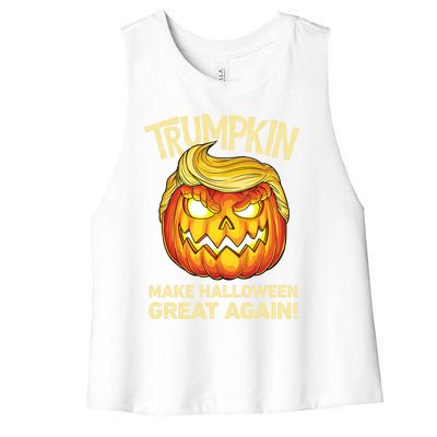 Trumpkin Make Halloween Great Again Funny Funny Gift Trump Funny Gift Women's Racerback Cropped Tank