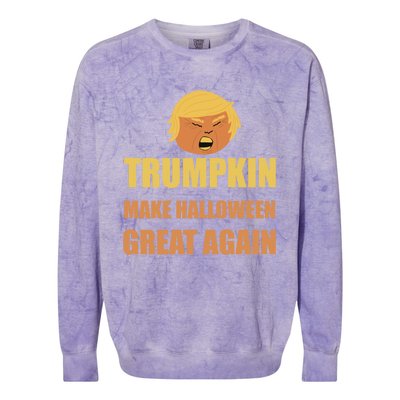 Trumpkin Make Halloween Great Again Funny President Gift Colorblast Crewneck Sweatshirt