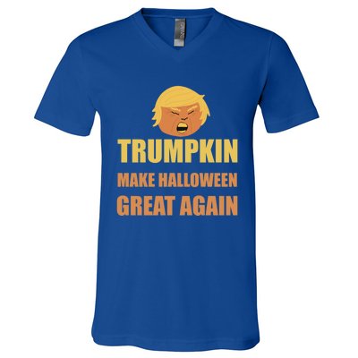 Trumpkin Make Halloween Great Again Funny President Gift V-Neck T-Shirt