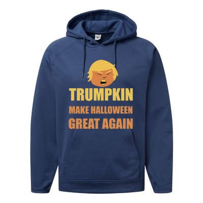 Trumpkin Make Halloween Great Again Funny President Gift Performance Fleece Hoodie