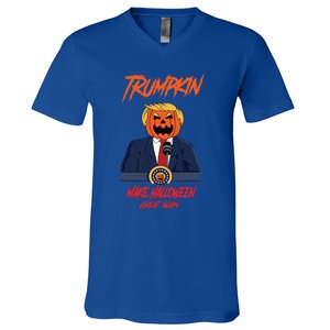 Trumpkin Make Halloween Great Again Funny Great Gift V-Neck T-Shirt