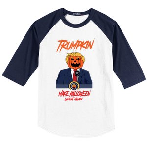 Trumpkin Make Halloween Great Again Funny Great Gift Baseball Sleeve Shirt