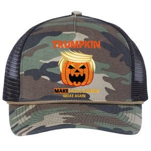 Trumpkin Make Halloween Great Again Funny Gift Funny Gift Retro Rope Trucker Hat Cap