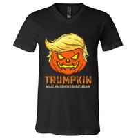 Trumpkin Make Halloween Great Again Funny Pumpkin Family V-Neck T-Shirt