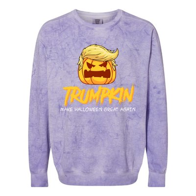 Trumpkin Make Halloween Great Again Funny Trump Pumpkin Gift Colorblast Crewneck Sweatshirt