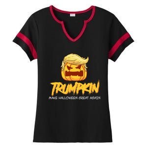 Trumpkin Make Halloween Great Again Funny Trump Pumpkin Gift Ladies Halftime Notch Neck Tee