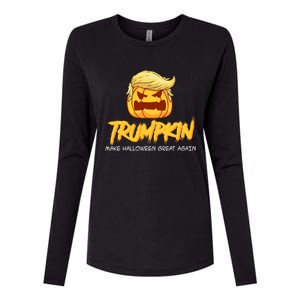 Trumpkin Make Halloween Great Again Funny Trump Pumpkin Gift Womens Cotton Relaxed Long Sleeve T-Shirt