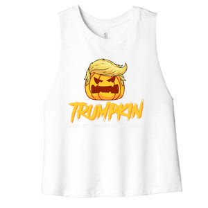 Trumpkin Make Halloween Great Again Funny Trump Pumpkin Gift Women's Racerback Cropped Tank