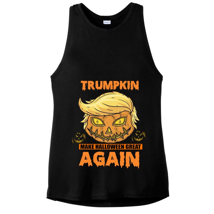 Trumpkin Make Halloween Great Again Funny Trump Gift Ladies PosiCharge Tri-Blend Wicking Tank