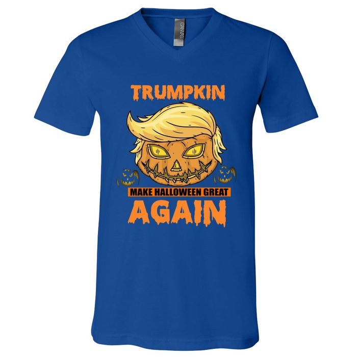 Trumpkin Make Halloween Great Again Funny Trump Gift V-Neck T-Shirt