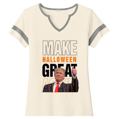 Trump Make Halloween Great Again Pro Trump 2024 Halloween Ladies Halftime Notch Neck Tee