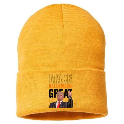 Trump Make Halloween Great Again Pro Trump 2024 Halloween Sustainable Knit Beanie