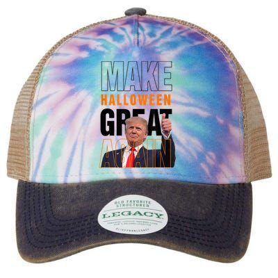 Trump Make Halloween Great Again Pro Trump 2024 Halloween Legacy Tie Dye Trucker Hat