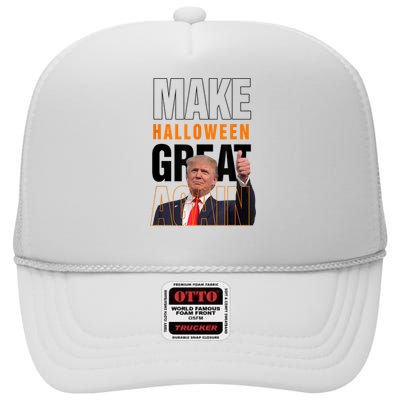 Trump Make Halloween Great Again Pro Trump 2024 Halloween High Crown Mesh Back Trucker Hat