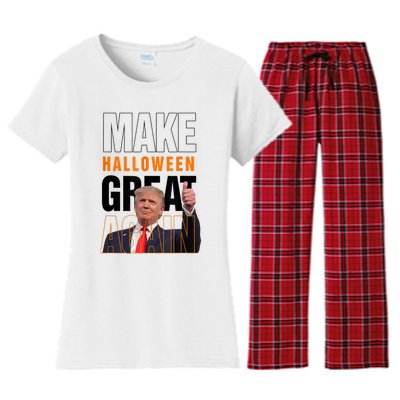 Trump Make Halloween Great Again Pro Trump 2024 Halloween Women's Flannel Pajama Set