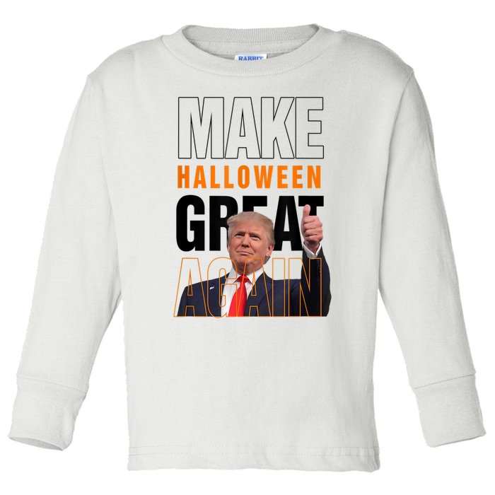 Trump Make Halloween Great Again Pro Trump 2024 Halloween Toddler Long Sleeve Shirt