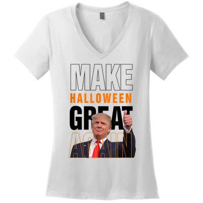 Trump Make Halloween Great Again Pro Trump 2024 Halloween Women's V-Neck T-Shirt