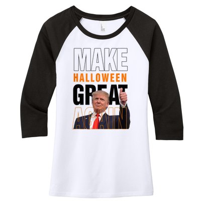 Trump Make Halloween Great Again Pro Trump 2024 Halloween Women's Tri-Blend 3/4-Sleeve Raglan Shirt