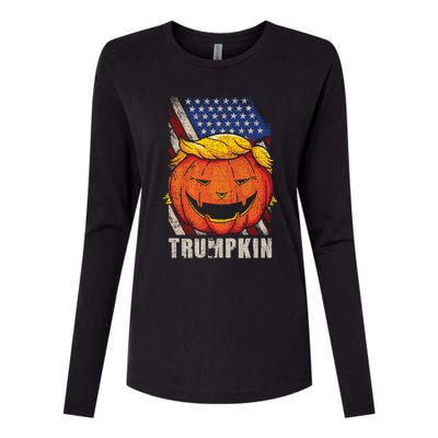 Trumpkin Make Halloween Great Again Patriotic Usa Distressed Gift Womens Cotton Relaxed Long Sleeve T-Shirt