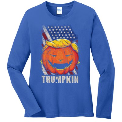 Trumpkin Make Halloween Great Again Patriotic Usa Distressed Gift Ladies Long Sleeve Shirt