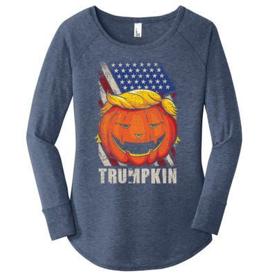 Trumpkin Make Halloween Great Again Patriotic Usa Distressed Gift Women's Perfect Tri Tunic Long Sleeve Shirt