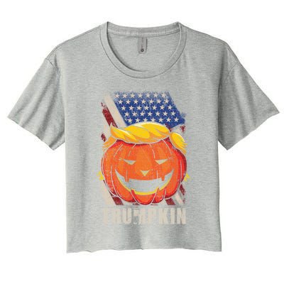 Trumpkin Make Halloween Great Again Patriotic Usa Distressed Gift Women's Crop Top Tee