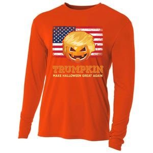 Trumpkin Make Halloween Great Again President Trump Pumpkin Gift Cooling Performance Long Sleeve Crew