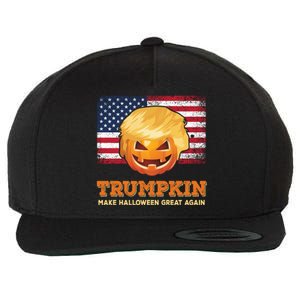 Trumpkin Make Halloween Great Again President Trump Pumpkin Gift Wool Snapback Cap