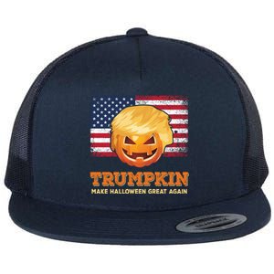 Trumpkin Make Halloween Great Again President Trump Pumpkin Gift Flat Bill Trucker Hat