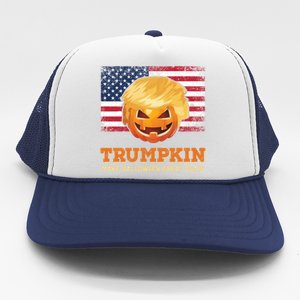 Trumpkin Make Halloween Great Again President Trump Pumpkin Gift Trucker Hat