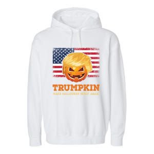 Trumpkin Make Halloween Great Again President Trump Pumpkin Gift Garment-Dyed Fleece Hoodie