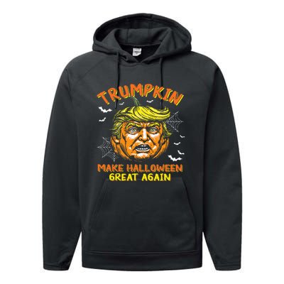 Trumpkin Make Halloween Great Again Funny Trump 2024 Usa Performance Fleece Hoodie