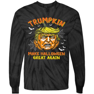 Trumpkin Make Halloween Great Again Funny Trump 2024 Usa Tie-Dye Long Sleeve Shirt