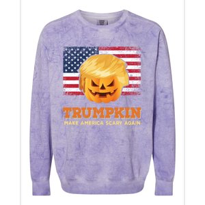 Trumpkin Make Halloween Great Again President Trump Pumpkin Gift Colorblast Crewneck Sweatshirt