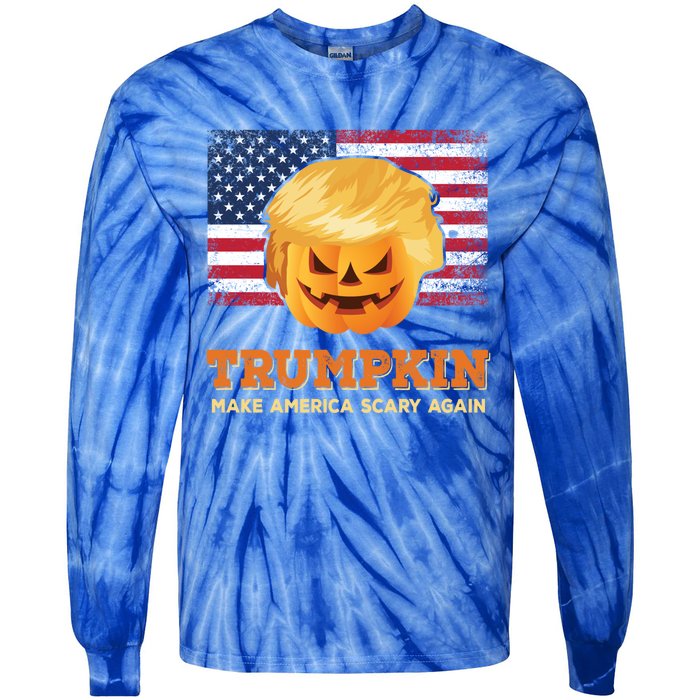 Trumpkin Make Halloween Great Again President Trump Pumpkin Gift Tie-Dye Long Sleeve Shirt