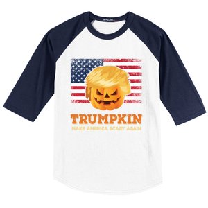 Trumpkin Make Halloween Great Again President Trump Pumpkin Gift Baseball Sleeve Shirt