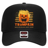 Trumpkin Make Halloween Great Again Funny Trump 2024 High Crown Mesh Back Trucker Hat