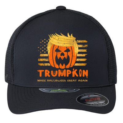 Trumpkin Make Halloween Great Again Funny Trump 2024 Flexfit Unipanel Trucker Cap