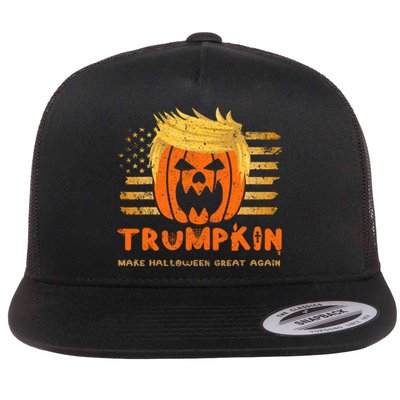 Trumpkin Make Halloween Great Again Funny Trump 2024 Flat Bill Trucker Hat