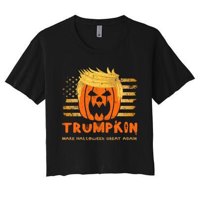 Trumpkin Make Halloween Great Again Funny Trump 2024 Women's Crop Top Tee