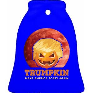 Trumpkin Make Halloween Great Again President Trump Pumpkin Gift Ceramic Bell Ornament