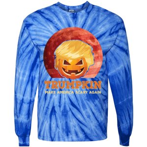 Trumpkin Make Halloween Great Again President Trump Pumpkin Gift Tie-Dye Long Sleeve Shirt