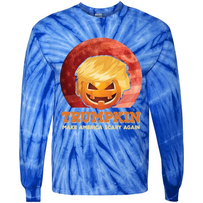 Trumpkin Make Halloween Great Again President Trump Pumpkin Gift Tie-Dye Long Sleeve Shirt