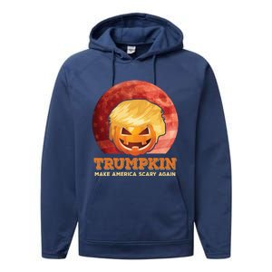 Trumpkin Make Halloween Great Again President Trump Pumpkin Gift Performance Fleece Hoodie