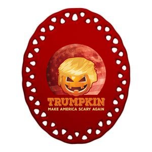 Trumpkin Make Halloween Great Again President Trump Pumpkin Gift Ceramic Oval Ornament