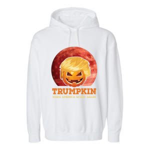 Trumpkin Make Halloween Great Again President Trump Pumpkin Gift Garment-Dyed Fleece Hoodie