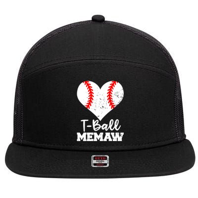 Tgiftball Memaw Heart Funny Tee Ball Memaw Gift 7 Panel Mesh Trucker Snapback Hat