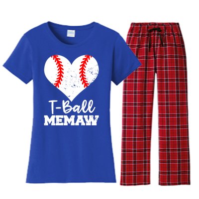 Tgiftball Memaw Heart Funny Tee Ball Memaw Gift Women's Flannel Pajama Set